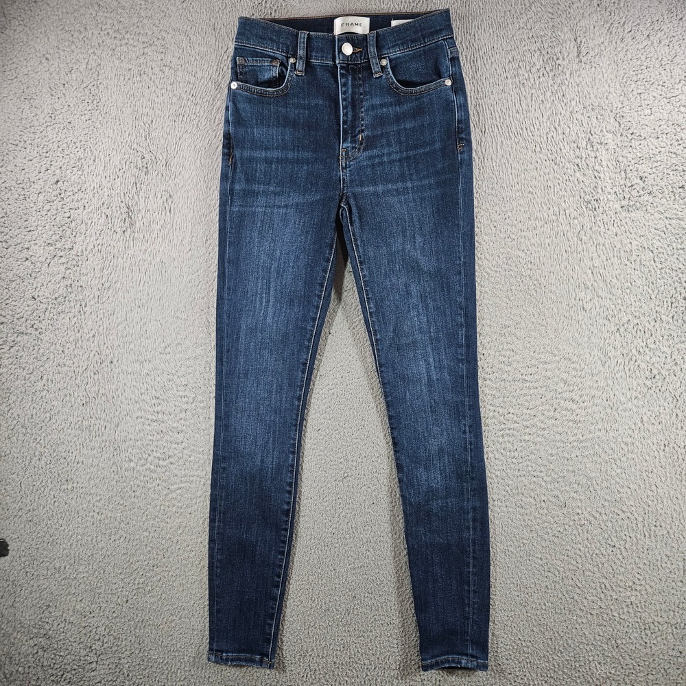 FRAME Le High‎ Skinny Jeans Majesty Dark Wash Blue Denim Size 24 High Rise